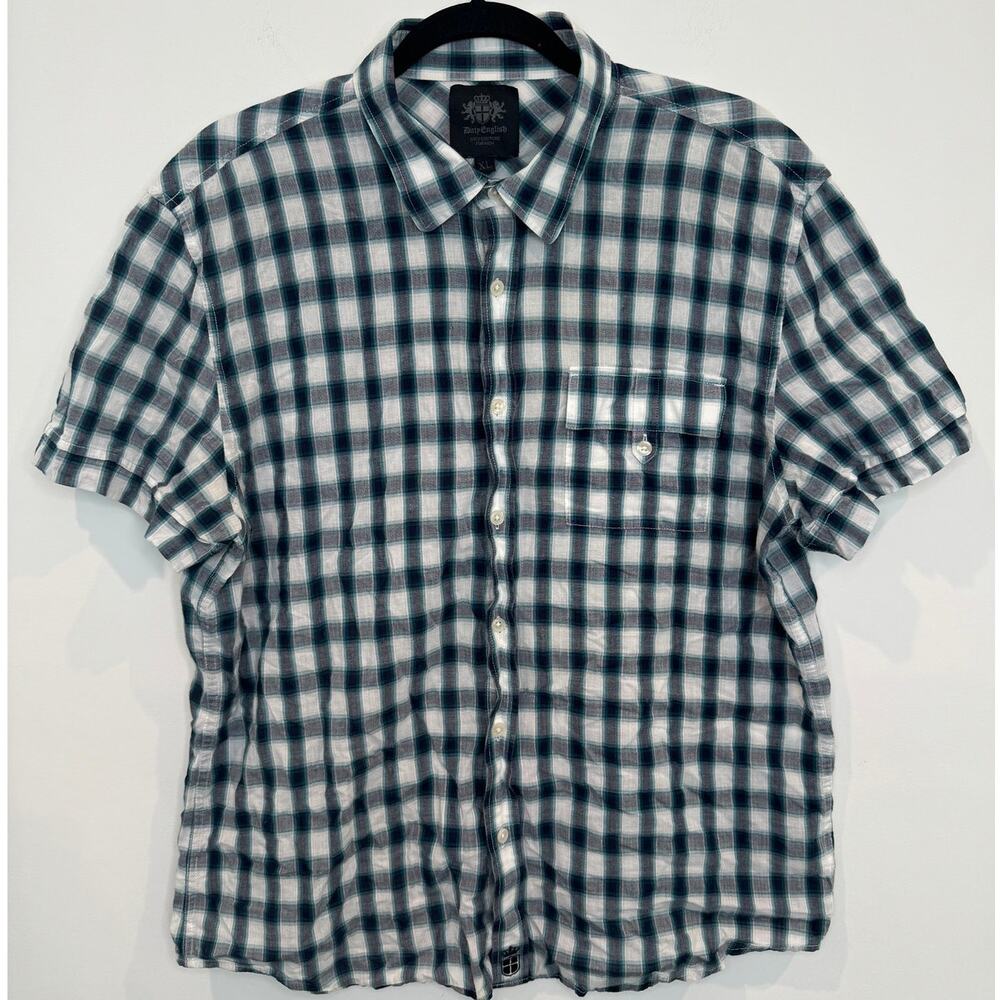 Vintage Y2K Dirty English Juicy Couture for Men, Plaid Short Sleeve Shirt, XL